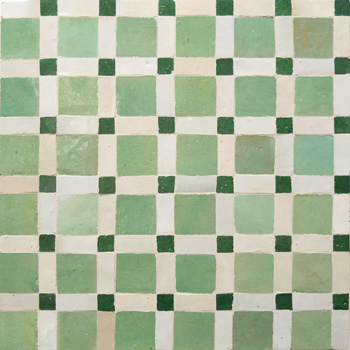 Mosaic House Moroccan tile Fes 33-1-10 White,   Green,    solid zellige, mosaic, zellij, field, pattern, glaze, simple, classic 